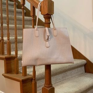 Vinyl tote bag beige, new